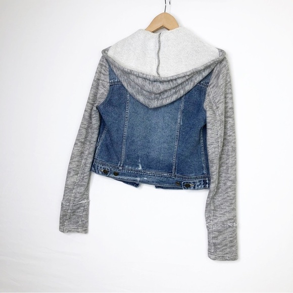 Free People Throwback denim knit, hooded jacket - Picture 11 of 15